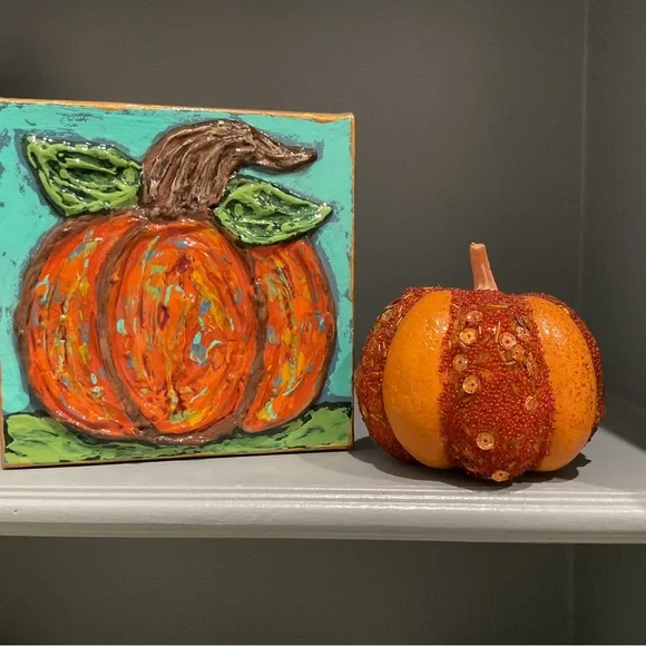 🔴TEXTURED PUMPKIN PAINTING🔴ORIGINAL ART🔴 - Picture 7 of 7